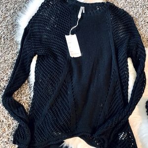 NWT black knit sweater/coverup S